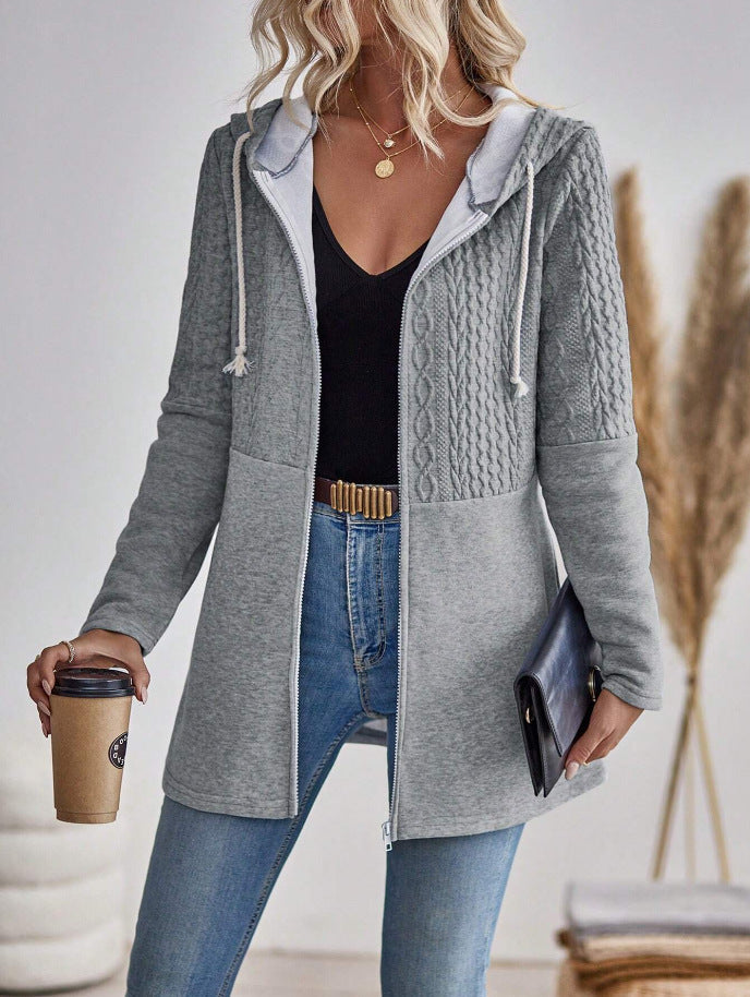 Mia | Cardigan à capuche gris élégant